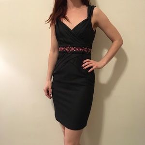 Bebe Grey Wool Blend Embroidered Sleeveless Dress